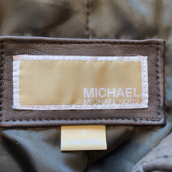 Michael Kors brown leather jacket. Perfect fit. Soft leather. Brown. Size small - Picture 2 of 10